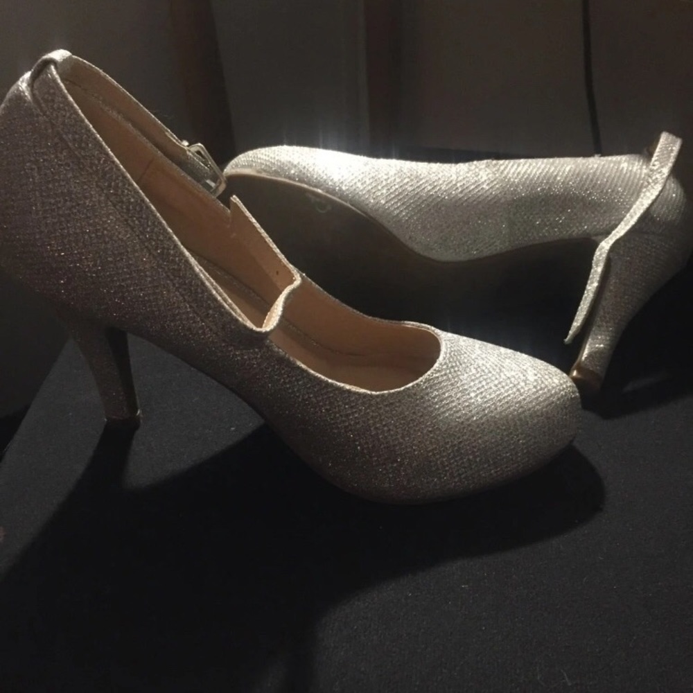 Silver prom high heels